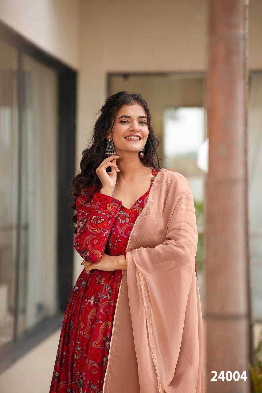 Elegant Heavy Rayon Gown with Exquisite Prints - MYLUXURY LANE ENTERPRISE